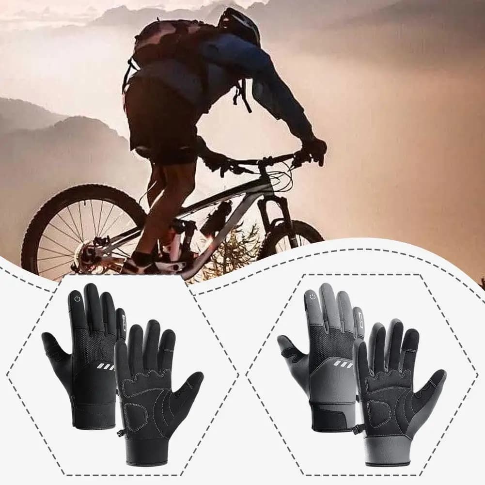 Guanti da Ciclismo Invernali in Pile Termico per Uomo e Donna, Guanti Touch Screen Impermeabili Antiscivolo a Dita Intere, Guanti Caldi Antifreddo