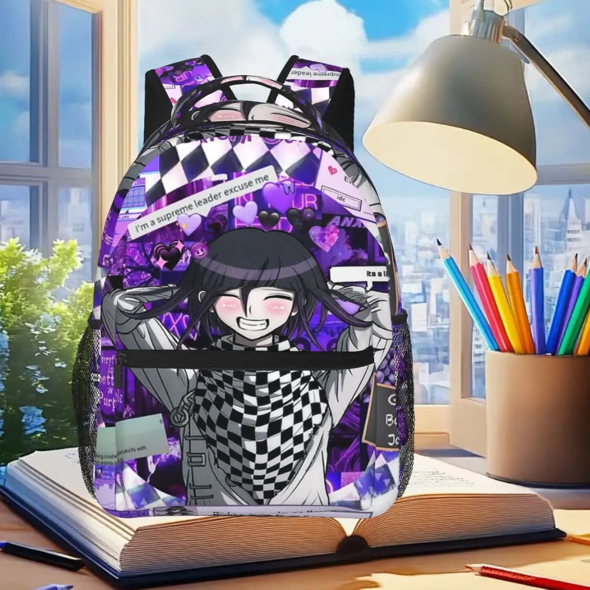 Kokichi Ouma Artwork By Kibo Kibo Game Backpack Student Boys Girls BookBag Children School Bag Computer Shoulder Bags for Unisex