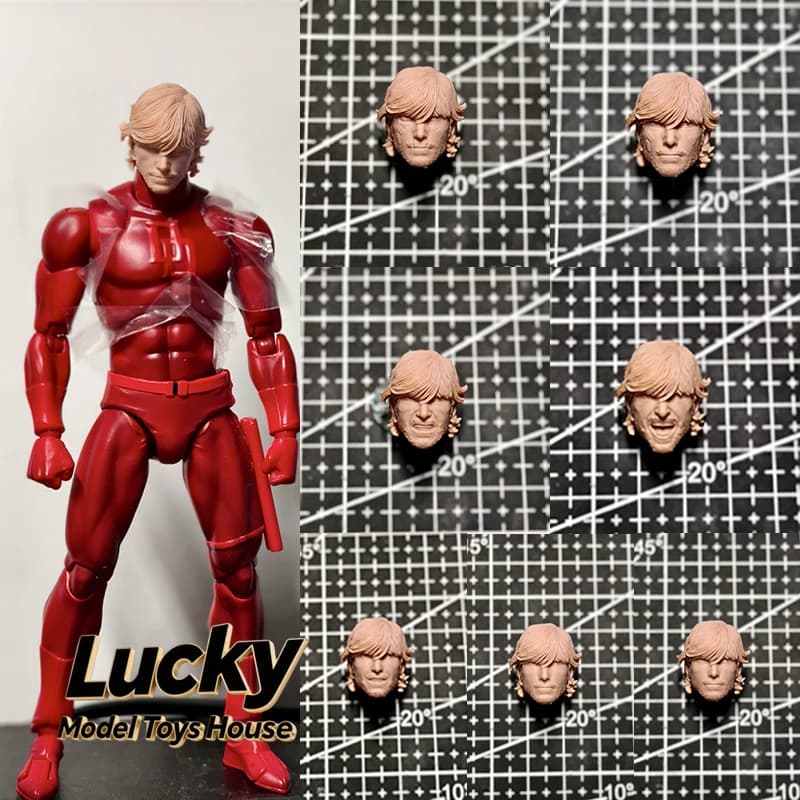 1/12 Daredevil Blind Hero Unpainted Head Sculpt Accessory Man Soldier White Model Toys Customization for 6inch Shf Ml Mafex Body