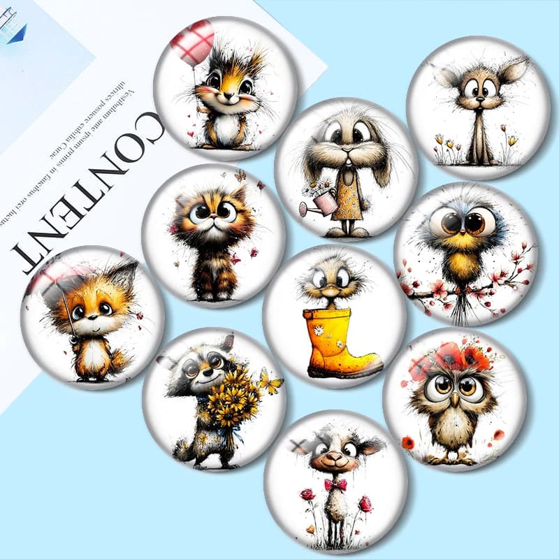 Cabochon in vetro con motivo acquerello primaverile fantasioso 12/18/20/25mm per bracciali, ciondoli, anelli, orecchini e componenti per la creazione di gioielli