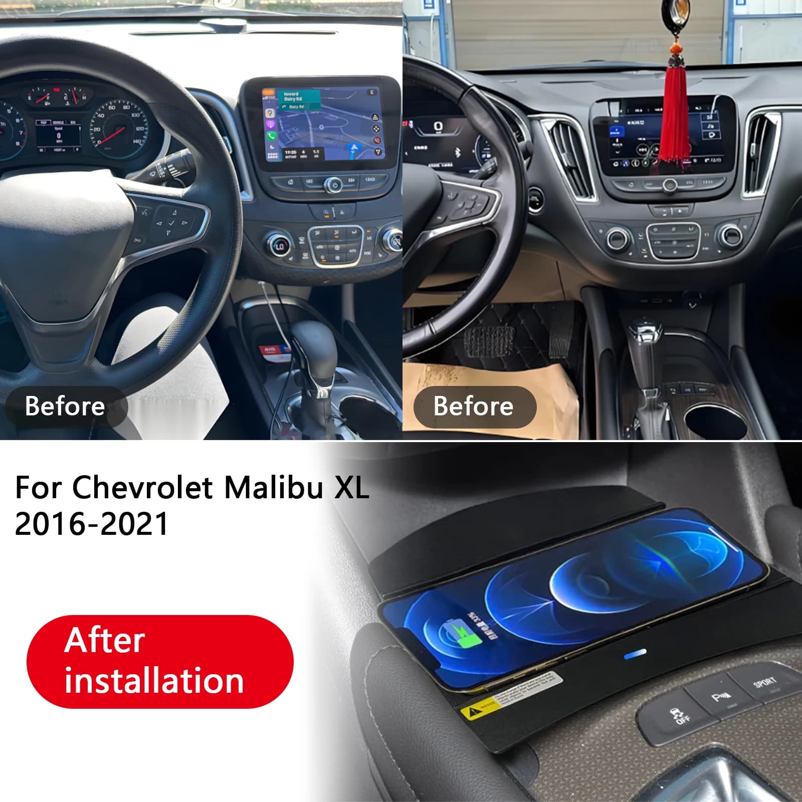 2 din For Chevrolet Malibu XL 2016-2021 Car center phone charger fast wireless charger charging plate charging support