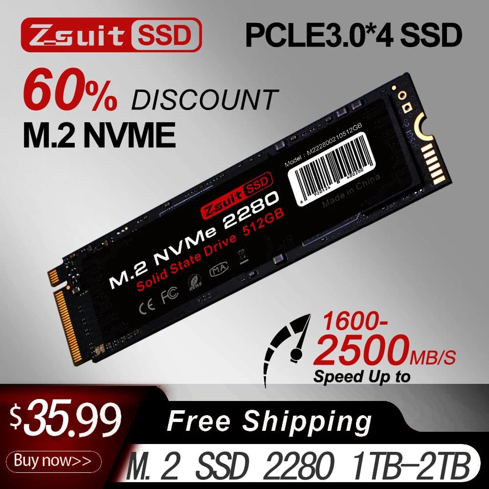 ZSUIT M.2 Nvme SSD PCIe3.0 SSD lettura rapida scrivi M2 SSD 1TB disco rigido a stato solido M.2 Nvme 2280 Hard Disk interno Hdd per Laptop