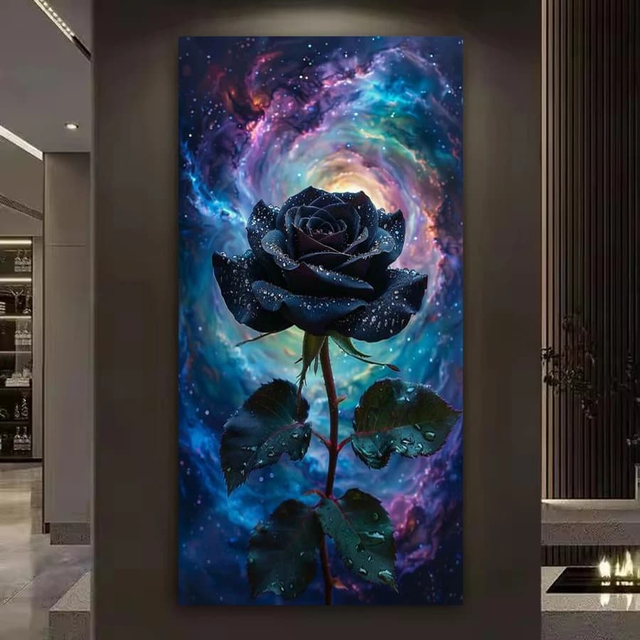 Diy Diamonds Mosaic Embroidery Black Rose Starry Sky Scenery Large Size Diamond Art Painting Full Jewelry Cross Stitch Kits