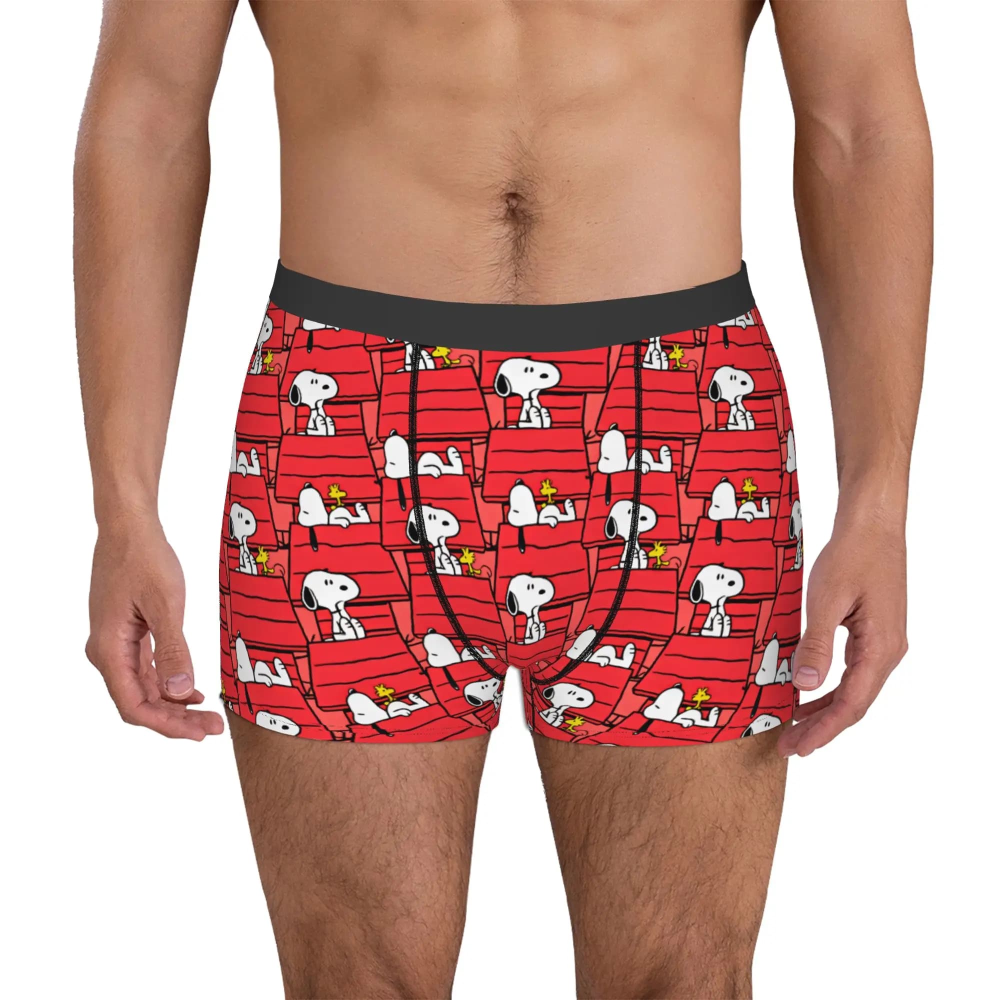 Peanuts Snoopy e Woodstock Red Doghouse Boxer Shorts For Homme Intimo con stampa 3D Mutandine slip Mutande traspiranti
