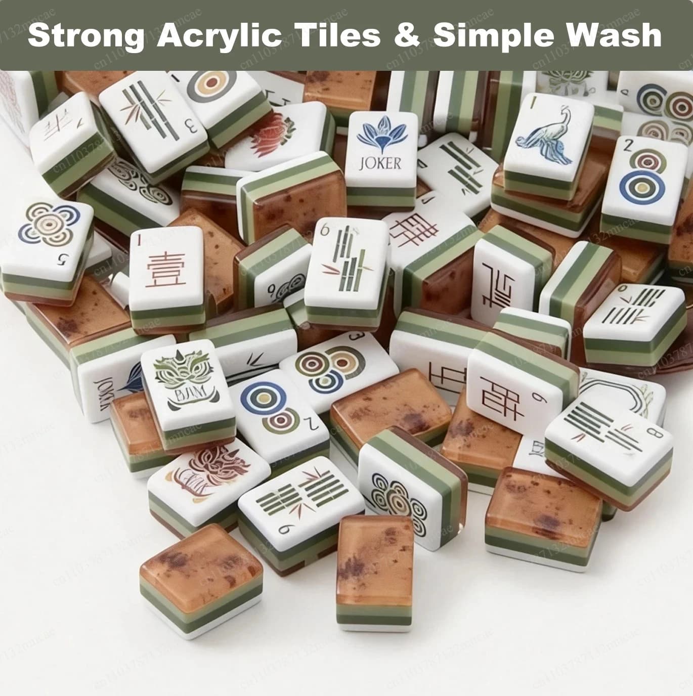 For Gathering 4-Layer Wood Grain Expertly Crafted Acrylic American Mahjong Set with 160 Tiles