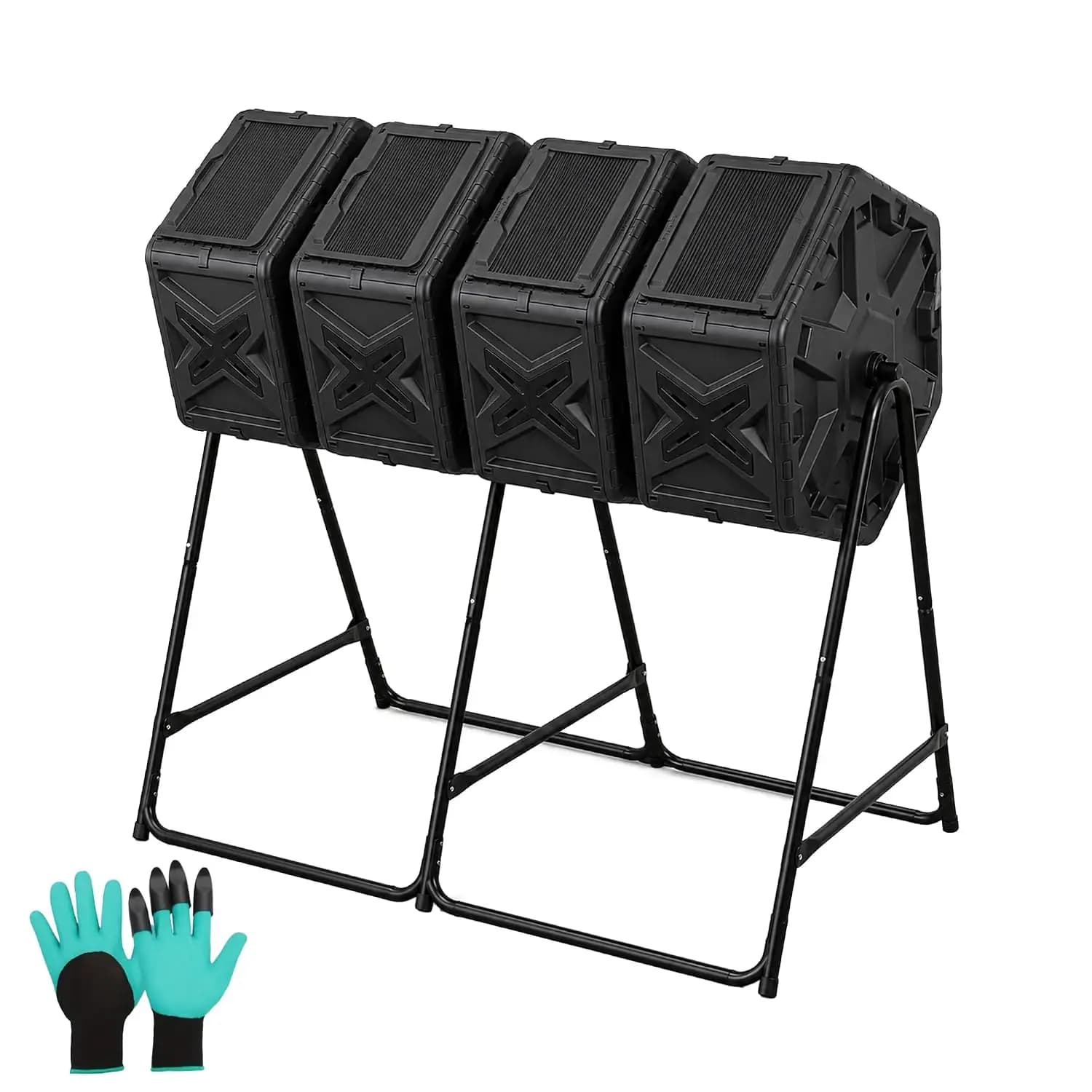 4-Chamber Compost Tumbler Outdoor 74 Gallon 280L, Large Compost Bin