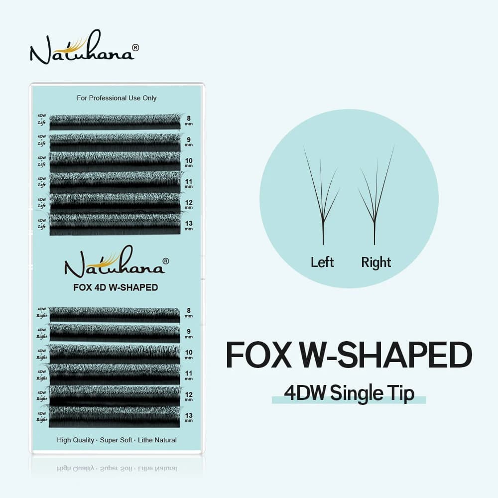 NATUHANA Fox 4D W Forma Ciglia Estensioni Nero Opaco Naturale Sottile Visone Finto Ciglia Finte Premade Volume Ventole Ciglia
