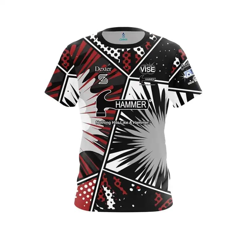 Men Hammer Inspirational Text Color Bowling Shirt 3D Printed Short Sleeved Sports T-shirt Casual Loose Quick Drying T-shirt