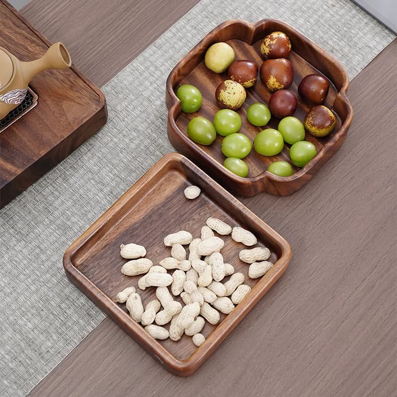 YFY Vassoio per Noci in Legno Massello di Noce, Piatto per Snack e Frutta Secca, Nuovo Vassoio Giapponese per Frutta e Snack