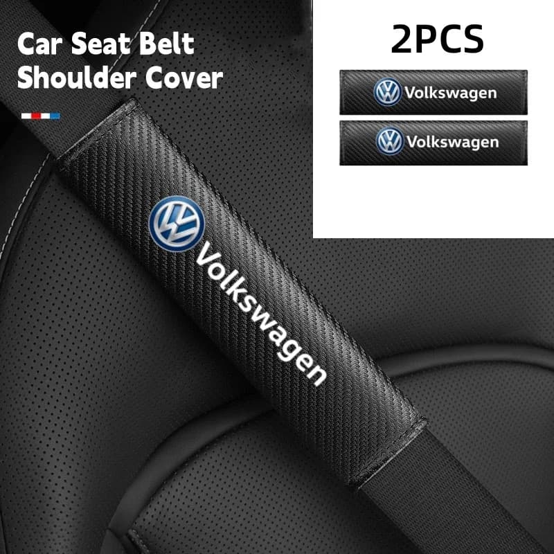 2 pieces safety belt cover for car shoulder carbon fiber protective case for Volkswagen VW Golf Polo Tiguan Passat Touareg Magotan Touran