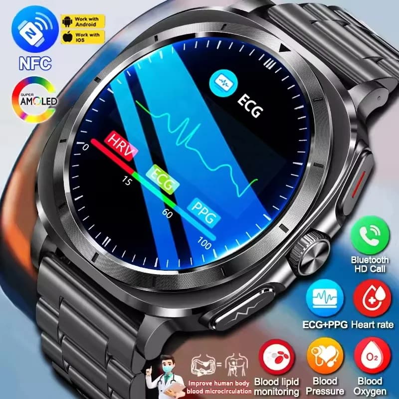 Nuovo Smartwatch 7 per Uomo e Donna, Orologio Intelligente con NFC, Chiamate Bluetooth HD, ECG+PPG, Monitoraggio Lipidi, Ossigeno nel Sangue e Pressione Sanguigna