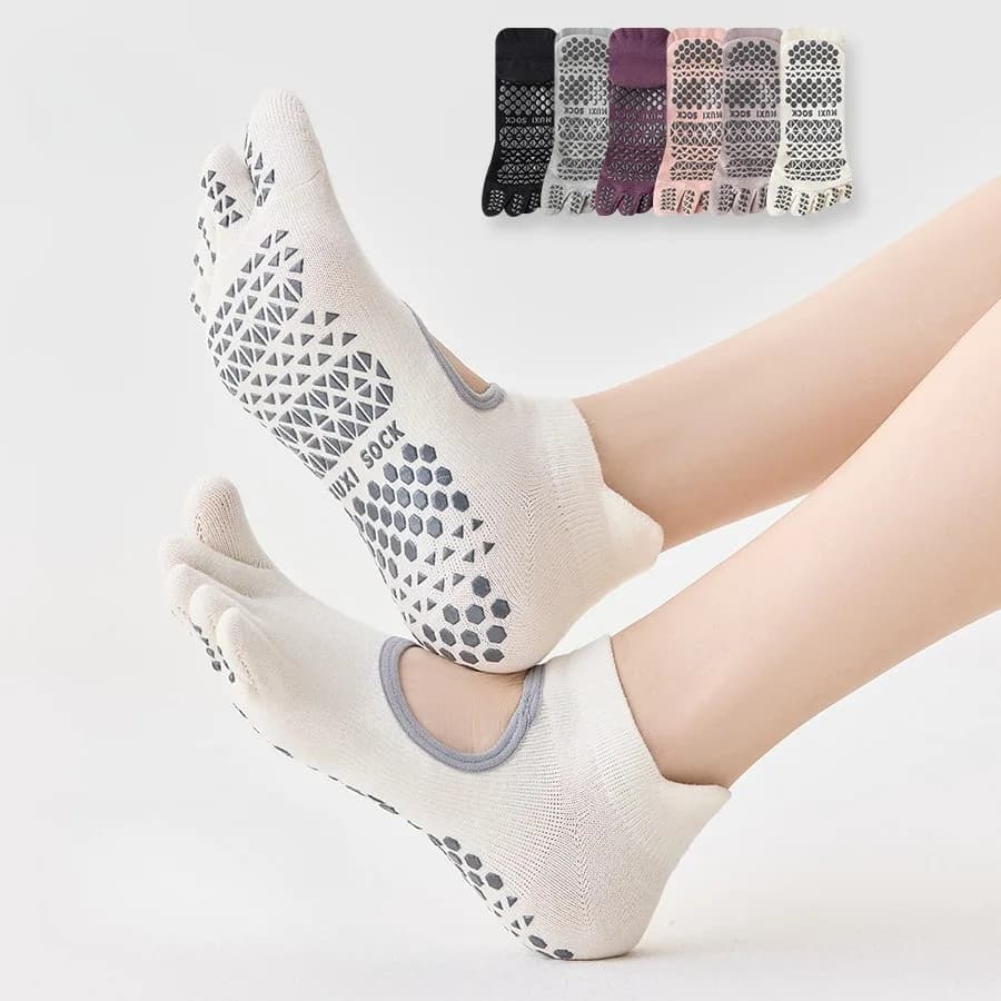 Women's Professional Yoga Socks with Five Fingers Non-Slip Indoor Fitness Pilates Sport Socks Toe Separating Five Toe Socks