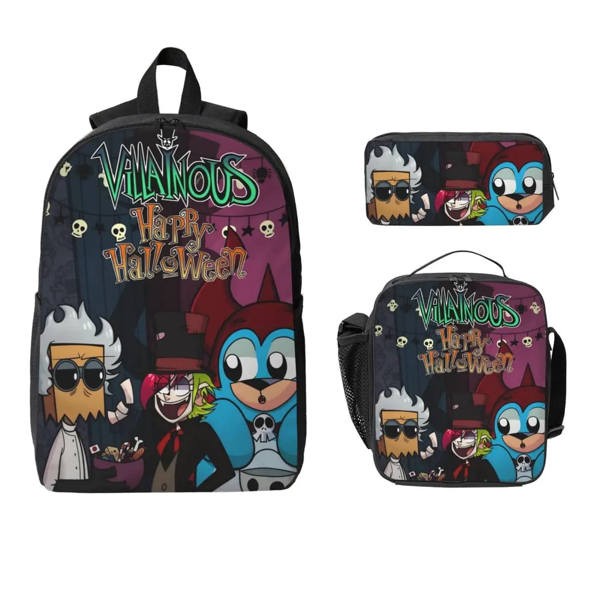 Villainous Comdy Backpack Lunch Box Pencil Boxes for Boys Girls Backpacks School bag Bookbag Set
