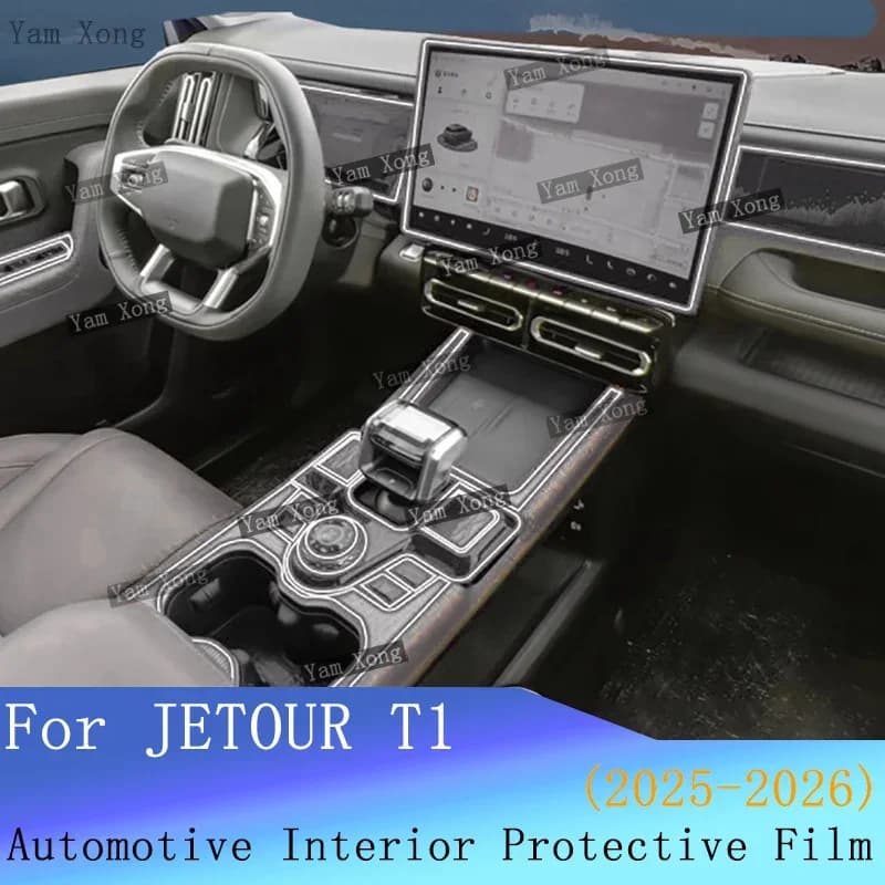 Adesivo di protezione dello schermo di navigazione automatica per JETOUR T1 Set completo Pellicola interna Console centrale TPU trasparente antigraffio PPF