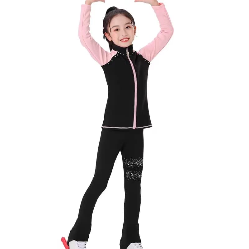 Abbigliamento per pattinaggio artistico in velluto per bambini pantaloni da allenamento per ghiaccio addensati top autunno e inverno abbigliamento per adulti per ragazze