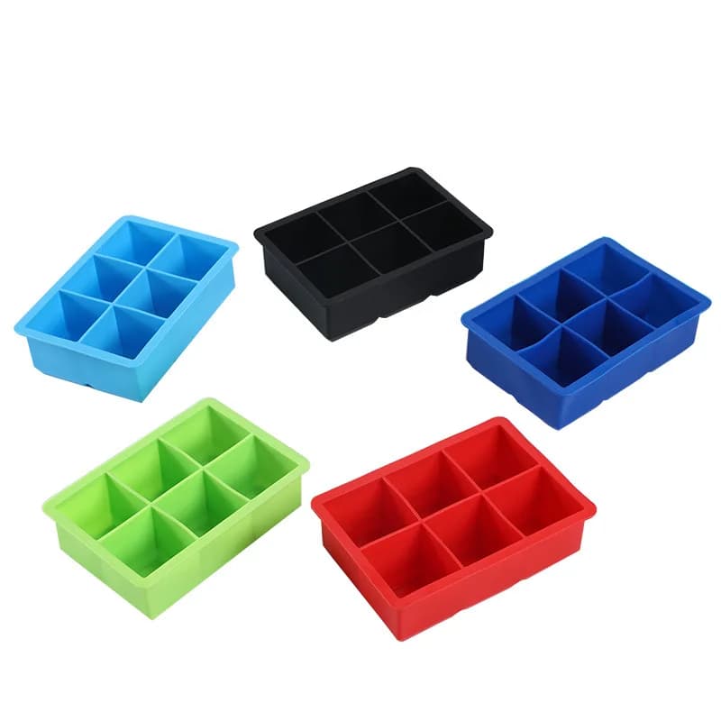 Stampi per cubetti di ghiaccio in silicone con coperchio rimovibile, vassoi quadrati grandi riutilizzabili a sgancio facile per bevande cocktail whisky e caffè