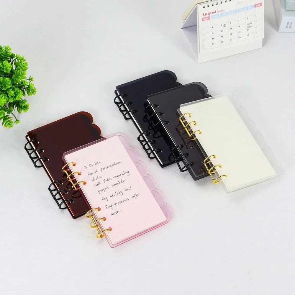 A6 Binder Notebook Set Blank Refill Paper Detachable Refillable Notebook Petal Edge Acrylic Cover DIY Journal Planner Students
