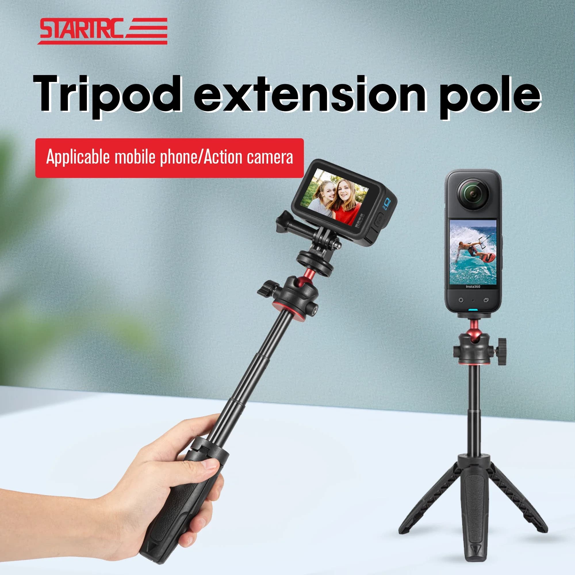 Treppiede portatile Mini Selfie Stick Asta estensibile per DJI Osmo 360/Action 5 Pro/4 3/Insta360 X5 X3 X4/GoPro Accessori per fotocamera