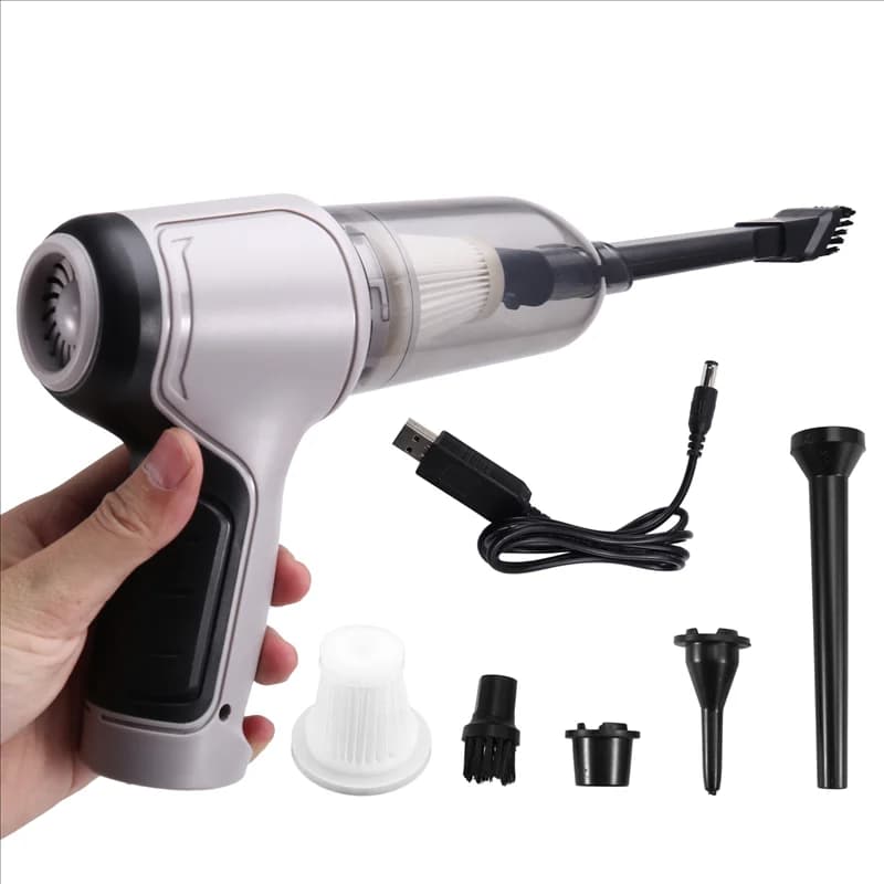 TKOH-Mini Aspirapolvere portatile senza fili per auto Aspirapolvere portatile ricaricabile Estrattore di polvere Grigio