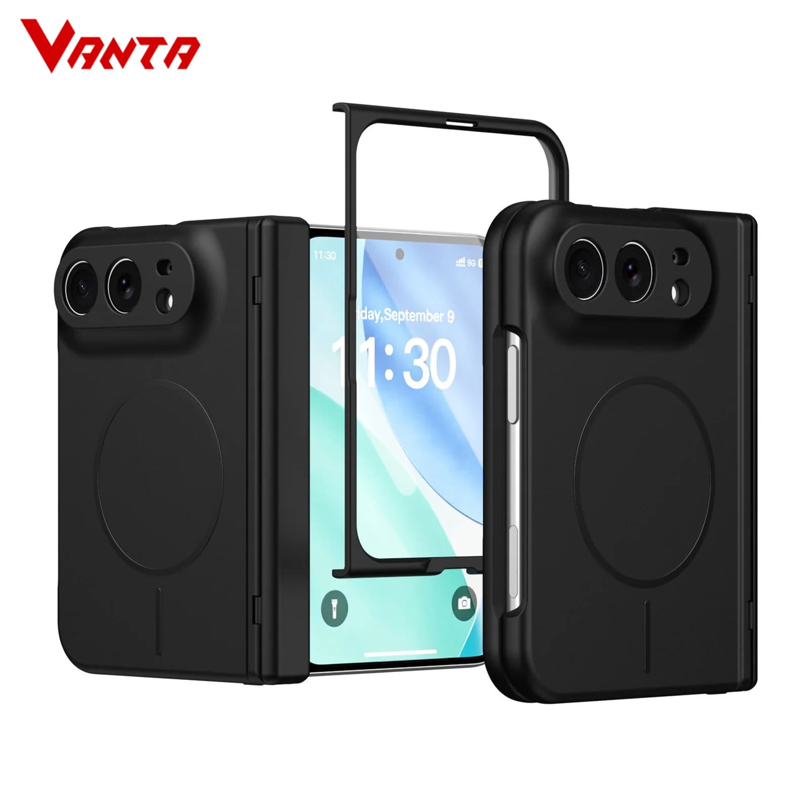 For iPhone DUO Case for Magsafe Magnetic Wireless Charging Case for iPhone DUO 18 Fold Built-in Screen Protector Frosted Cover