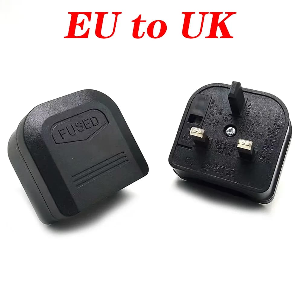EU To UK Plug Adapter With 13A Fuse UK British Electrical Travel Adapter Converter Socket AC Power Cord Outlet