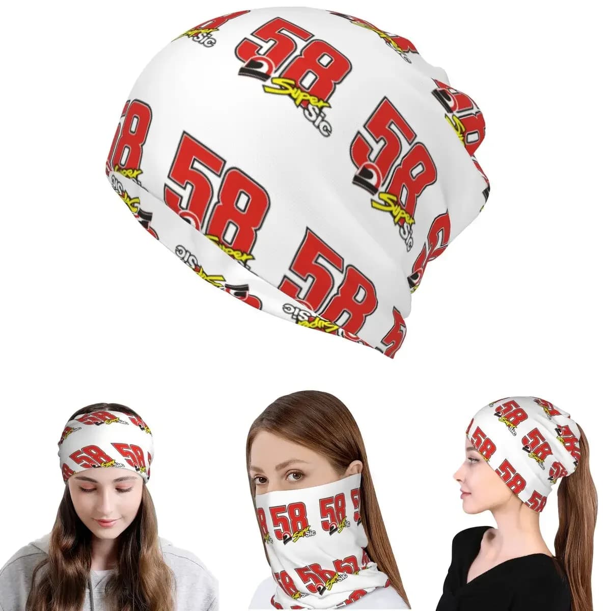 Marco Simoncelli 58 Super Sic Bandana Neck Cover Mask Scarf Multifunction Face Mask Beanies Hat for Men Women Adult All Season