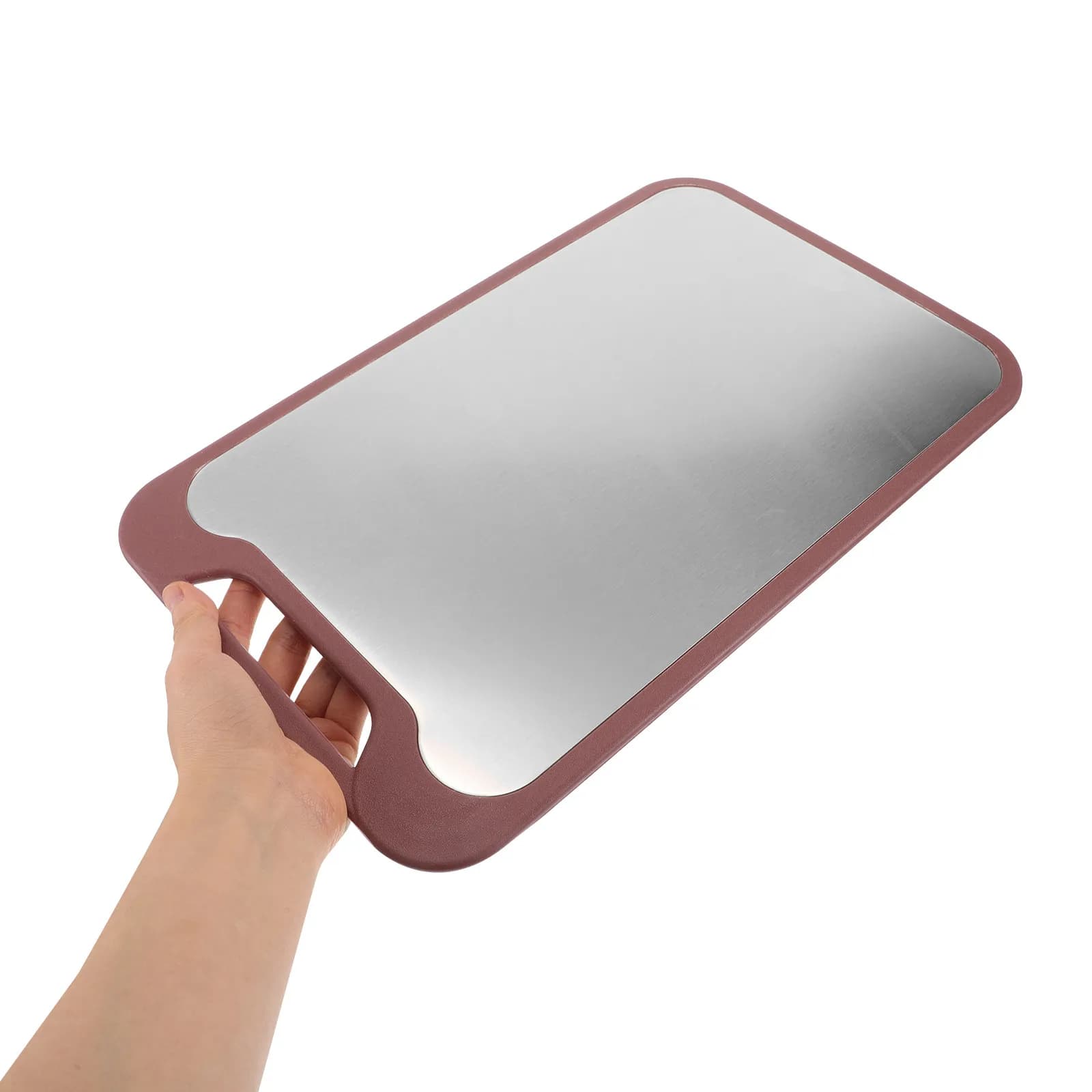 Tagliere Bifacciale in Acciaio Inox e Plastica, Antiscivolo, per Carne, Verdura e Frutta, Versatile e Resistente