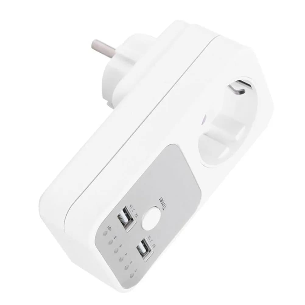 1 Pezzo Presa USB con Timer di Spegnimento Automatico per Interni, Spina EU, Presa di Sicurezza per Ferro Arricciacapelli, Telefono, Caffettiera