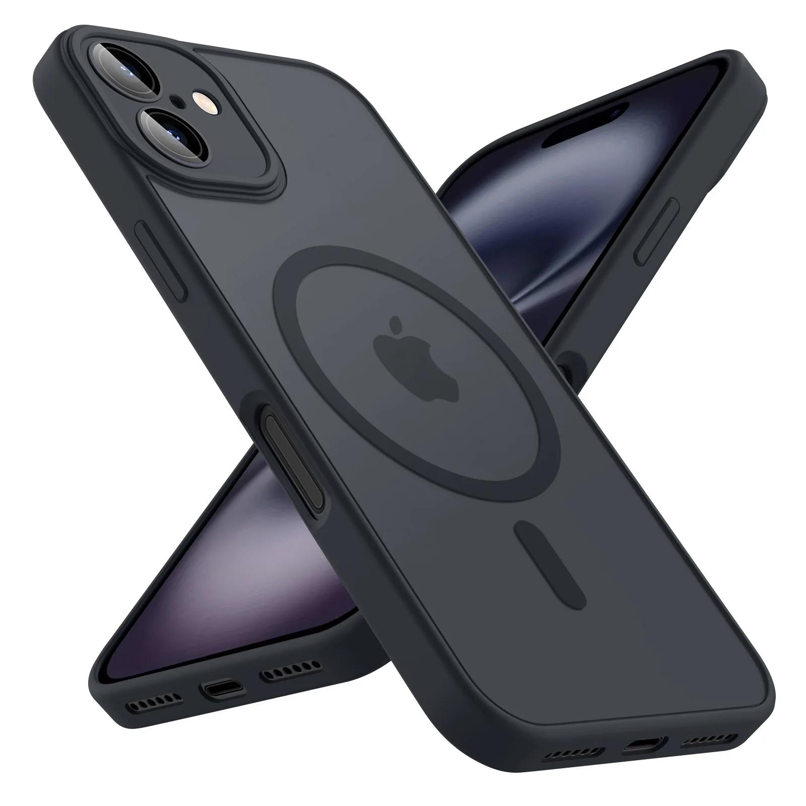 Luxury opaque opaque translucent armor shockproof housing for iPhone 11 12 13 14 15 16 for Magsafe wireless charging cover