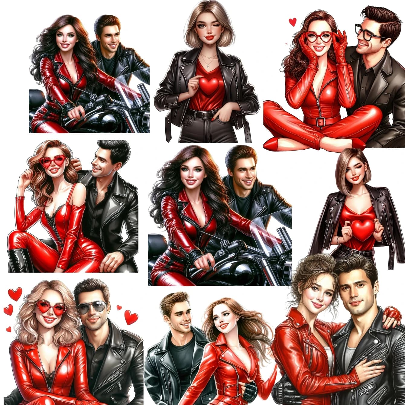 1 set Cool and handsome leather couple motorcycle driver Stickers Decorative Labels Scrapbooking Collage Journal Supplies