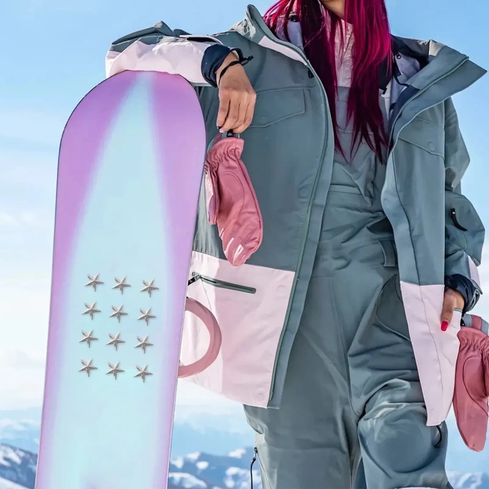 10 Pezzi Tappetino Antiscivolo con Borchie a Stella per Snowboard, Skateboard e Pattini da Ghiaccio