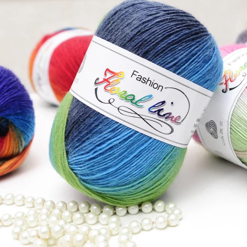 Linea arcobaleno da 100 g, filo di pura lana, linea spessa bordata per cappello maglione scialle sciarpa fai da te