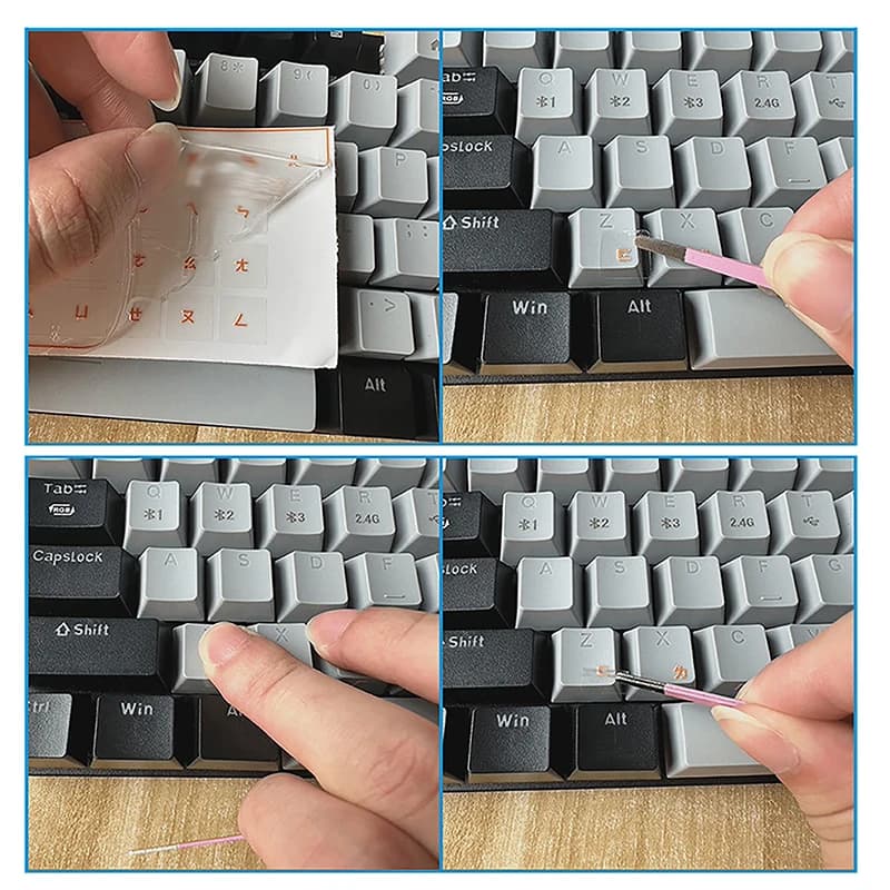 ● [In lingua araba] Adesivo per tastiera a strappo, universale, per tasti singoli di desktop e laptop, con incisione laterale