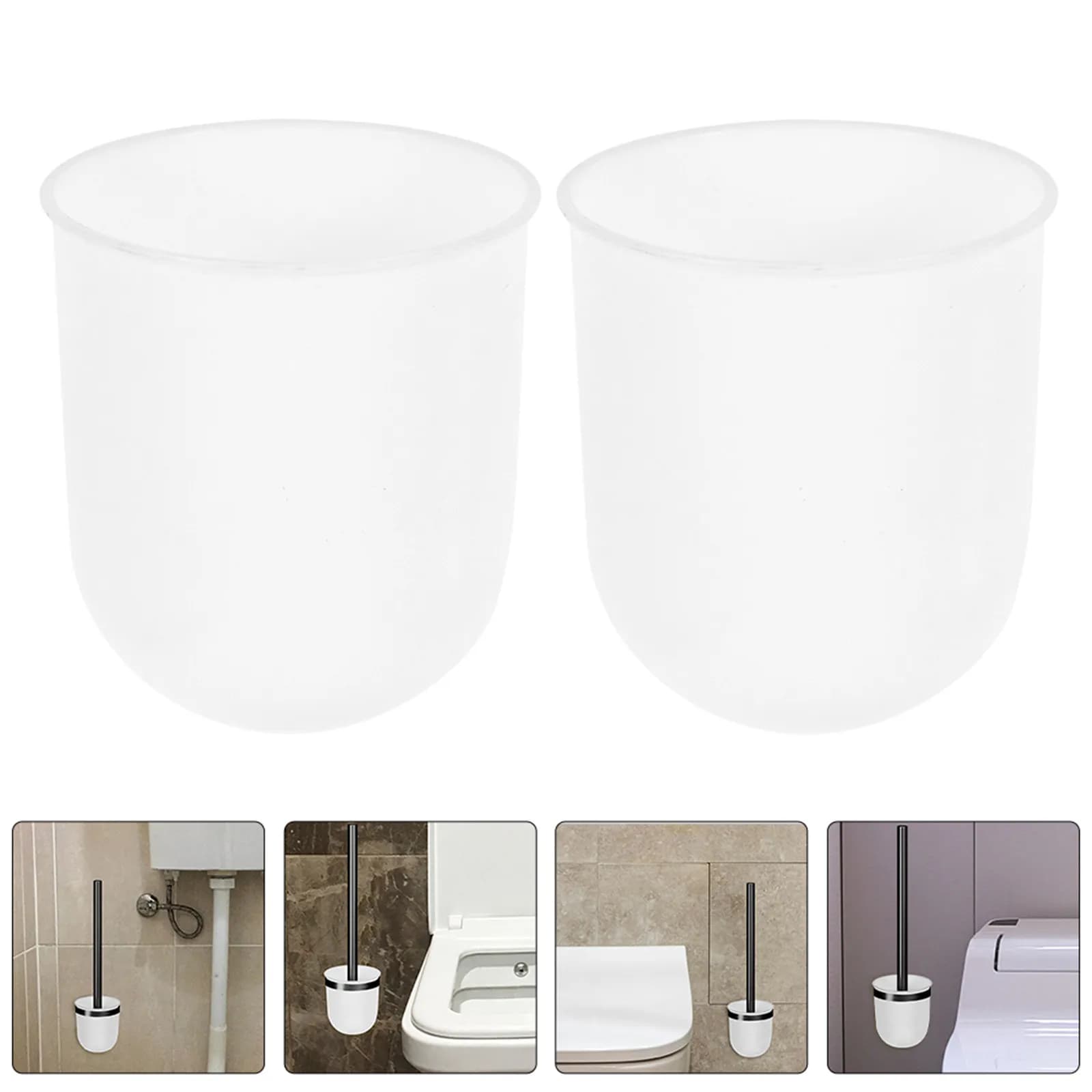2Pcs Toilet Brush Holder Plastic Compact Bathroom Cleaning Tool Storage Container Set Toilet Brush Holder Accessory for Bathroom
