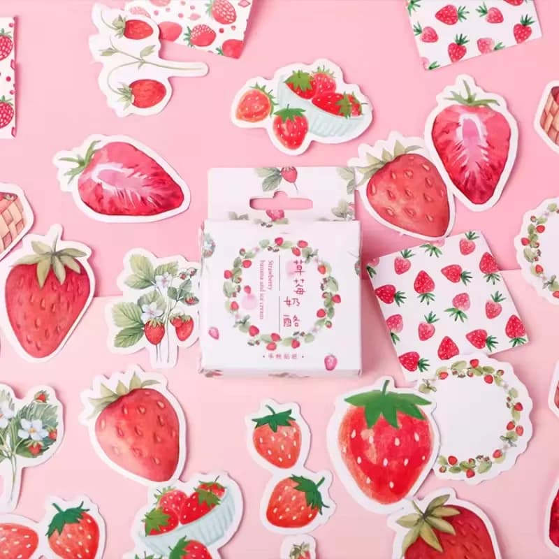 45 Pezzi Adesivi a Forma di Fragola per Album Fotografici, Scrapbook, Decorazione Riviste, Sigilli Regalo, Decorazioni Fai-da-Te