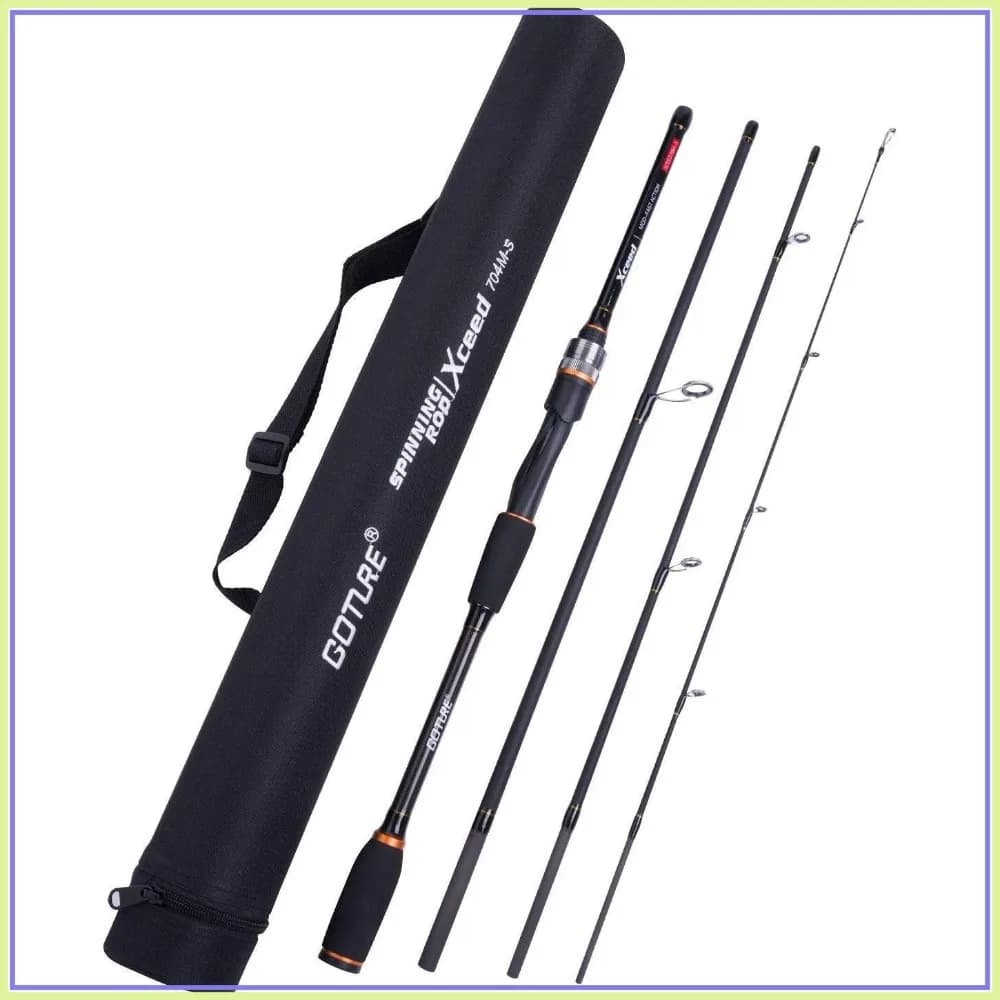 Canna da Pesca da Viaggio in 4 Pezzi, 7 Piedi, Ultraleggera per Casting/Spinning con Custodia per Trota, Spigola, Lucioperca