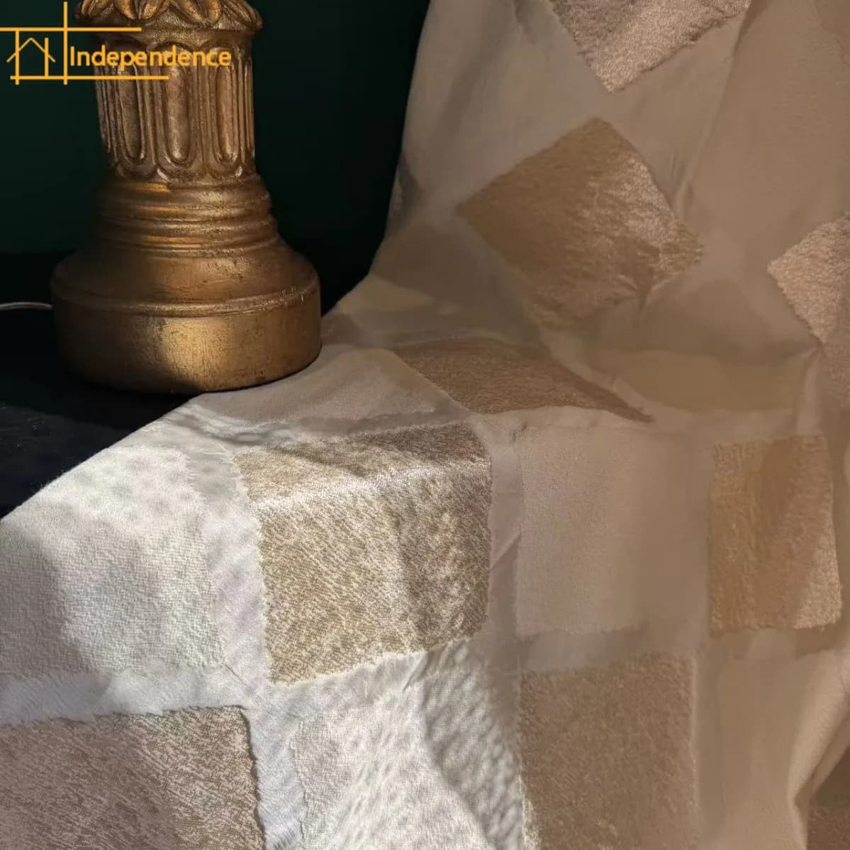 Golden French Square Jacquard Thickened Blackout Curtains for Living Room Bedroom French Window Balcony Customized Products