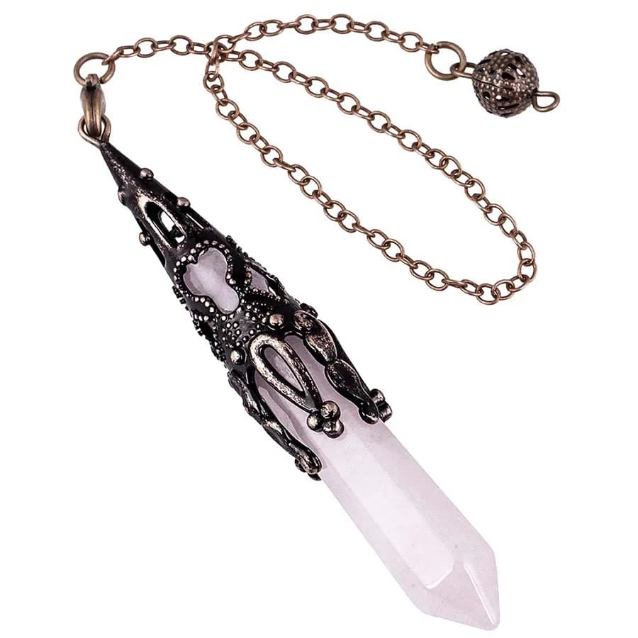 Pendoli in Cristallo Naturale a Forma di Esagono per Rabdomanzia e Divinazione, Ametista, Quarzo Rosa, Agata Nera, Gioielli Energetici