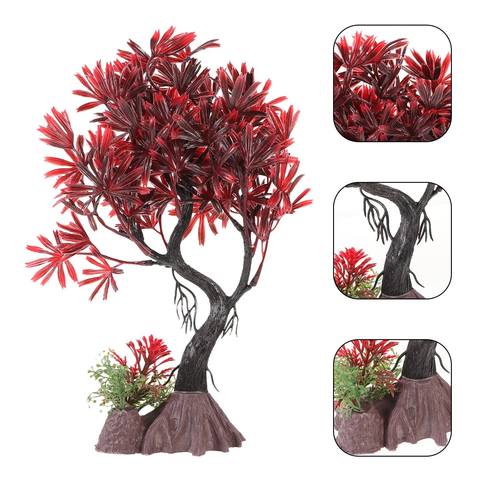 Decorazione per Acquario, Erba Acquatica Artificiale, Piccola Pianta in Plastica, Albero Simulato, Ornamento per Paesaggio Acquatico, Decorazione per Rettili