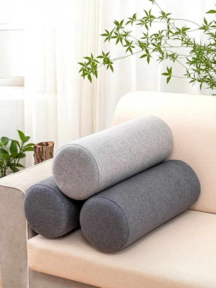Cuscino baresto cilindrico in spugna di cotone e lino, cuscino di supporto lombare per divano, traspirante, per soggiorno, ufficio, decorazioni per la casa