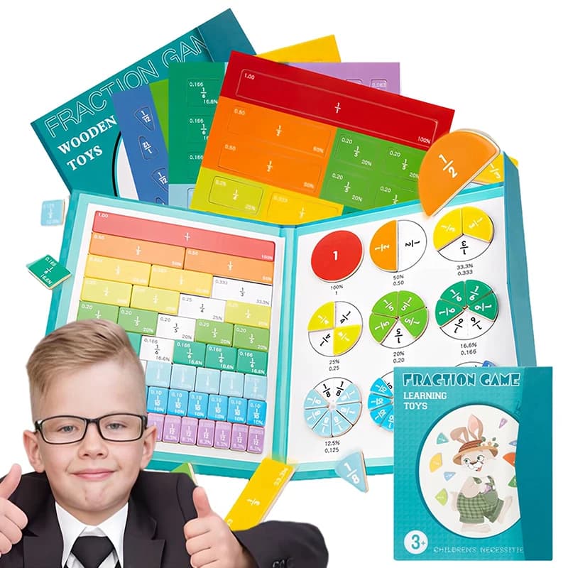 Kit per l'apprendimento delle piastrelle e dei cerchi a frazioni magnetiche; Cartella di esercizi di frazioni coinvolgenti
