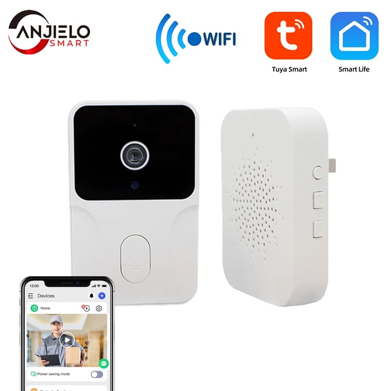 Tuya Videocitofono wireless Tuya Smart Home APP Videocitofono HD Rilevazione movimento Visione notturna Campanello WIFI per la sicurezza domestica