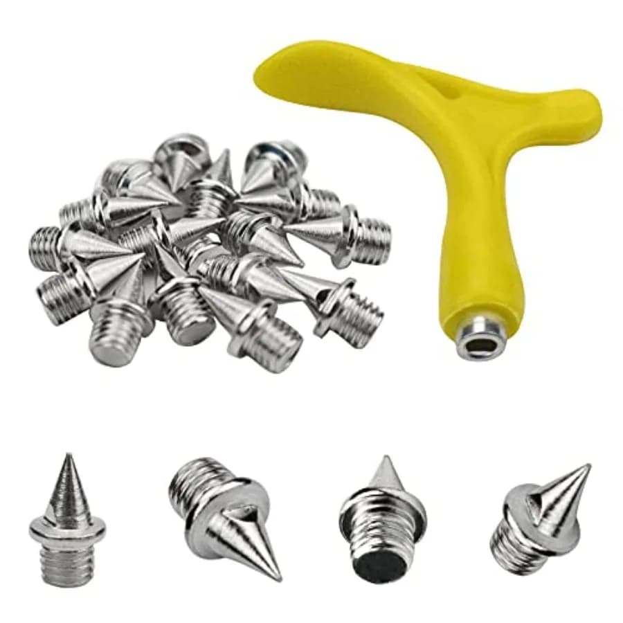 Nanaborn Track Spikes 1/4inch for Men Shoes Stainless Steel Replacement with Wrench for Youth Sports Running 48pcs