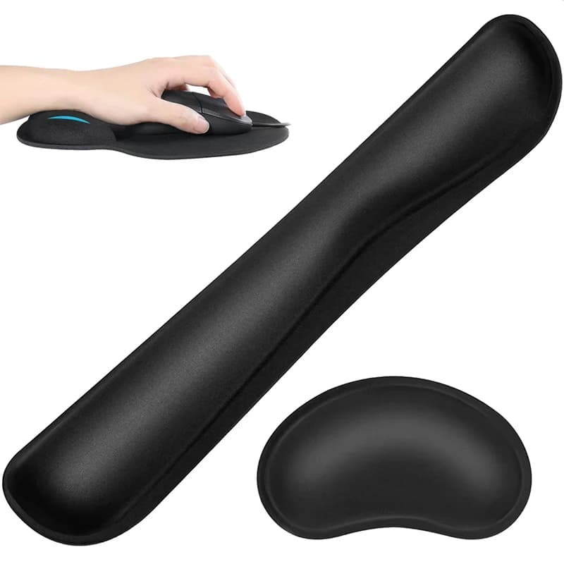 Tappetino per mouse con poggiapolsi per tastiera, con supporto per il polso, in memory foam, tappetino ergonomico per mouse, per ufficio, giochi, computer, laptop