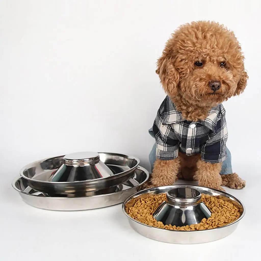Ciotola Premium Anti-Ingozzamento per Animali Domestici, Argento, in Acciaio Inossidabile, Antirovesciamento, per Cani e Gatti, Ciotola per Acqua e Cibo per Cuccioli