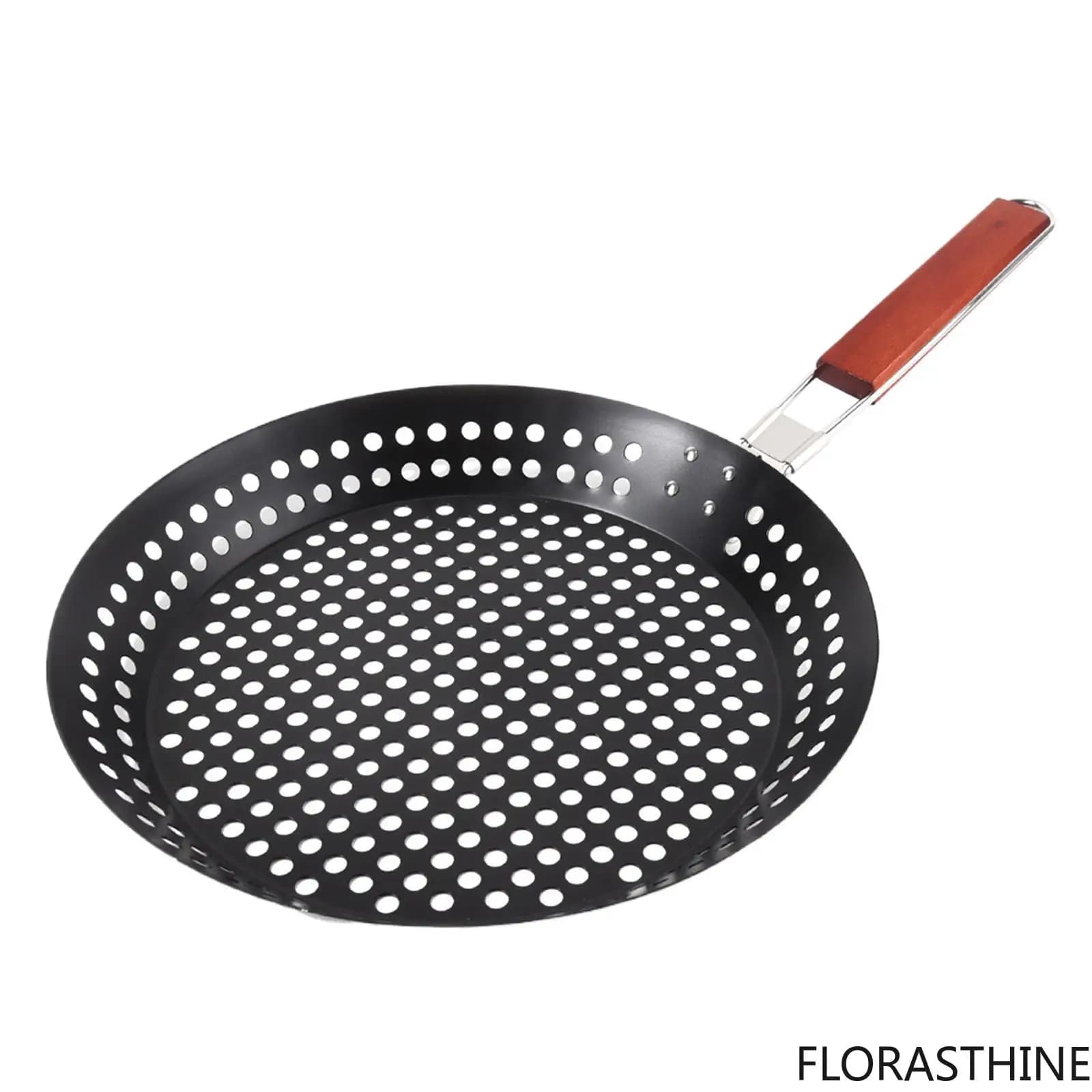 Grilling Skillet Perforated Nonstick Coating Portable Pizza Tray Frying Pan for Beach Cooking Outdoor Indoor Picnics Backpacking