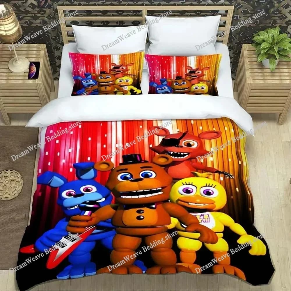 Set di lenzuola F-Five-Nights At Freddy's FNAF, set di lenzuola King Twin Double per ragazzi, copripiumino in microfibra o poliestere, regalo di lusso74