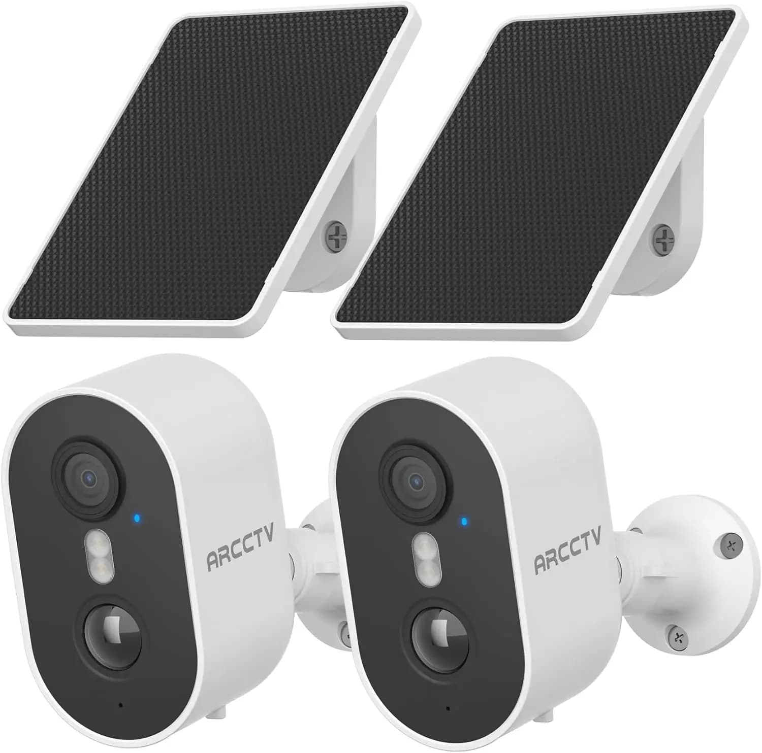 Telecamera di sicurezza esterna wireless da 4 MP, ad energia solare con batteria ricaricabile, rilevamento del movimento, visione notturna a colori, bidirezionale