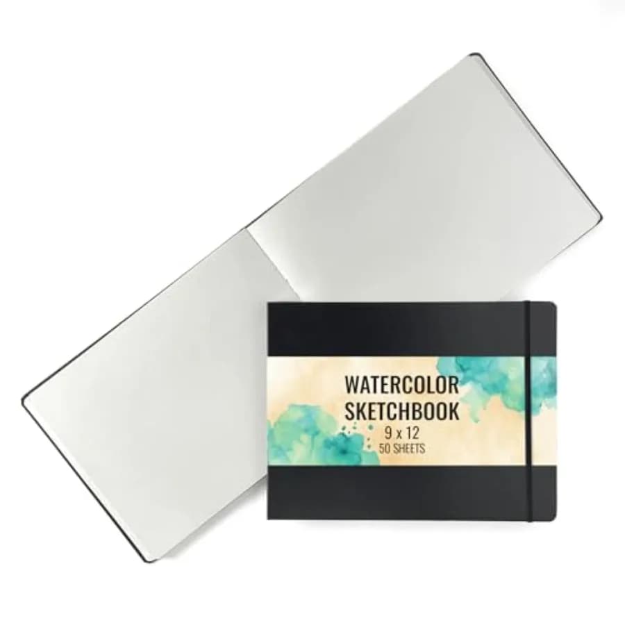 Watercolor Journal for Painting, 200 GSM Sketchbook with Watercolor Paper, 50 9" x 12" Sheets