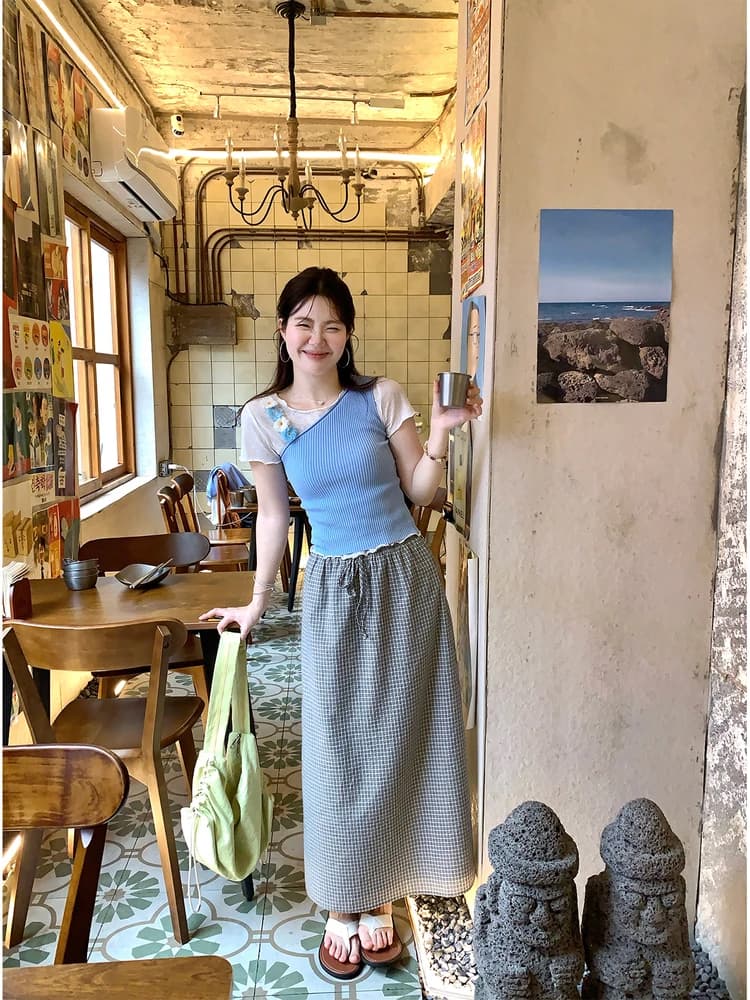 Women's midi skirt, casual, with belt, average length, A line, in cotton blend, for summer, trend.